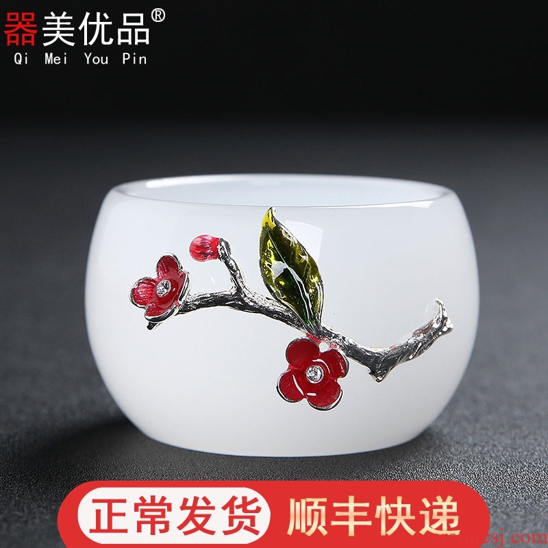Implement the optimal product glass cup bowl household white jade porcelain cup sample tea cup individual CPU master cup of pure manual single CPU