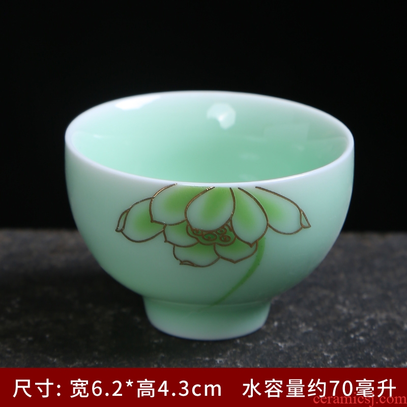Jingdezhen sample tea cup celadon kung fu tea set home lotus ceramics suit of a complete set of blue and white porcelain cup teapot