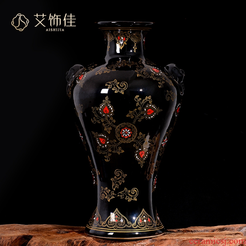 Sharply jingdezhen ceramics glaze antique ear vase collection of adornment of Chinese style sitting room porch TV ark, furnishing articles