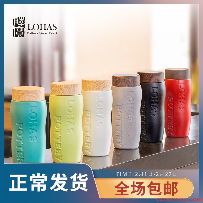 Lupao ceramic cup with a cup of "LOHAS" automotive glass cup sleeve double anti hot spring Christmas gifts