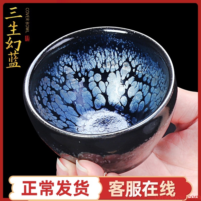Artisan fairy famous Zou Yunyuan built light manual ceramic obsidian change oil droplets temmoku large tea master cup single CPU