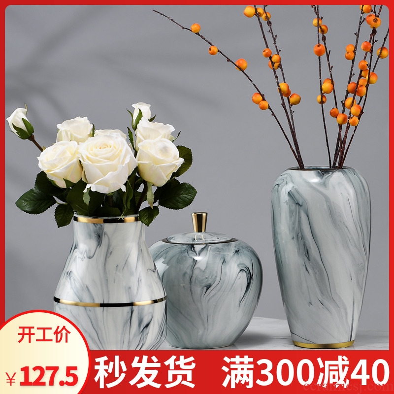 Jingdezhen blue and white porcelain vase furnishing articles ceramics flower arranging dried flowers sitting room porch rich ancient frame decoration