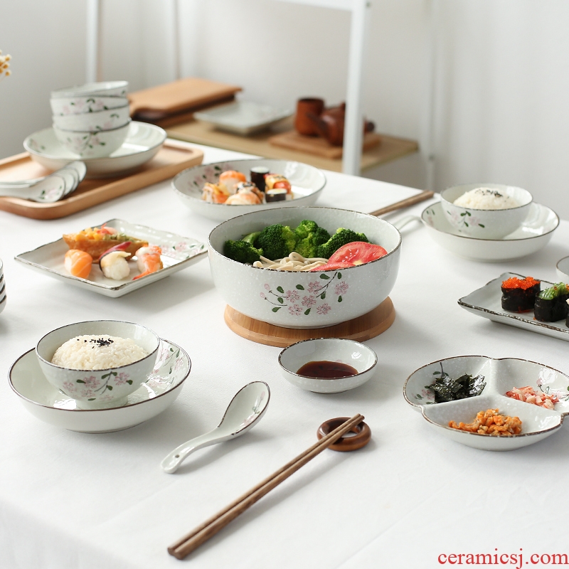 Sichuan in Japanese cherry blossom put hand - made ceramic tableware snow rice bowls rainbow such as bowl sushi dishes soup bowl PZ - 36