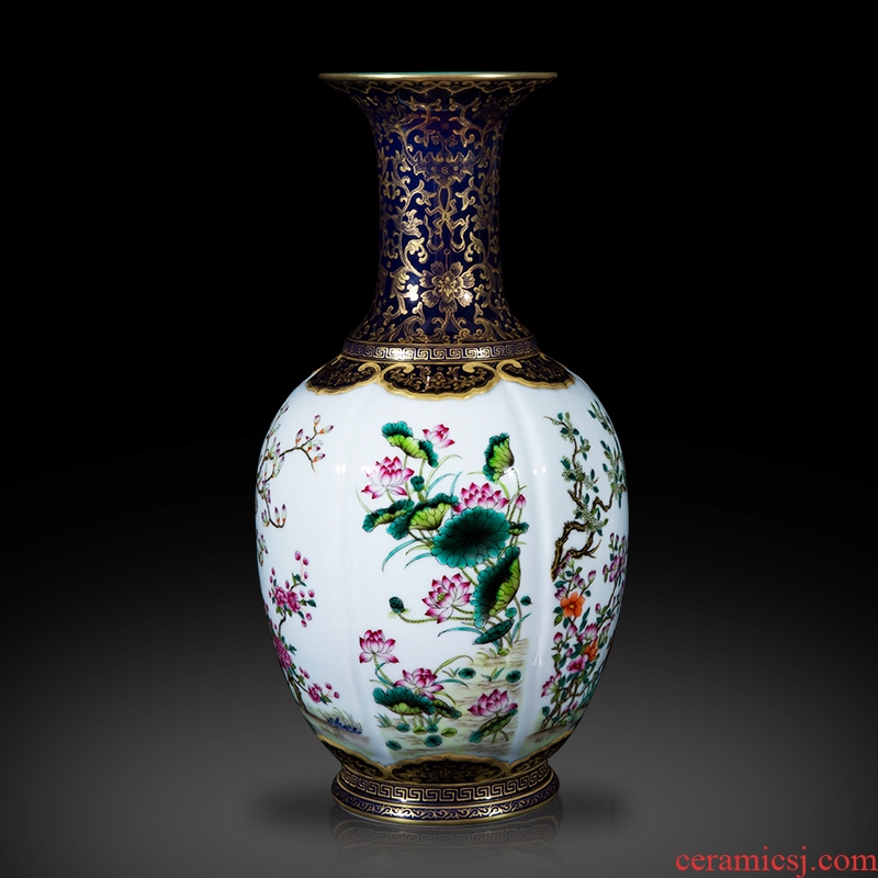 Jingdezhen ceramics imitation the qing qianlong ji LAN see colour flower vases, sitting room of Chinese style home decoration collection furnishing articles