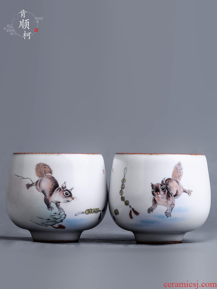 Your up hand - made zodiac rat kunfu tea master sample tea cup cup cup cup jingdezhen pure checking out the tea