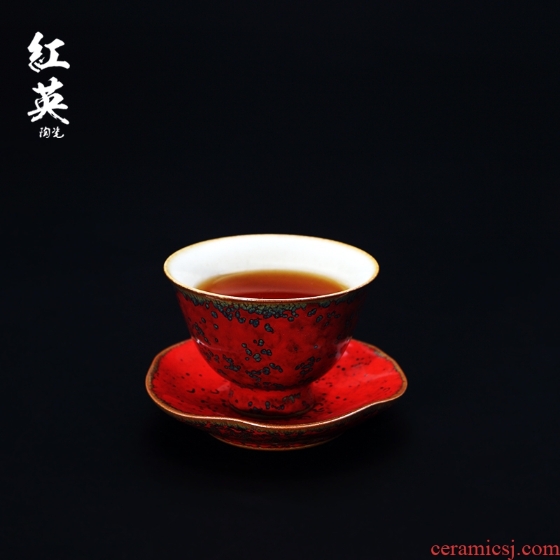 Red the jingdezhen ceramic cups of jun Red glaze up kung fu household hand - made the master sample tea cup cup single cup by hand
