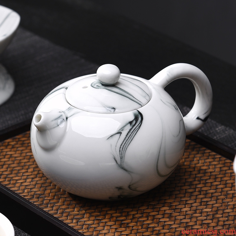 Laugh teapot shih tzu kung fu tea set large tea pot of jade porcelain ceramics filter single pot of ink and wind the teapot