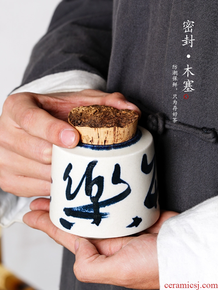Jingdezhen porcelain small tea pot ceramic put portable hand - made wooden cover seal tea tea the receive storage tanks