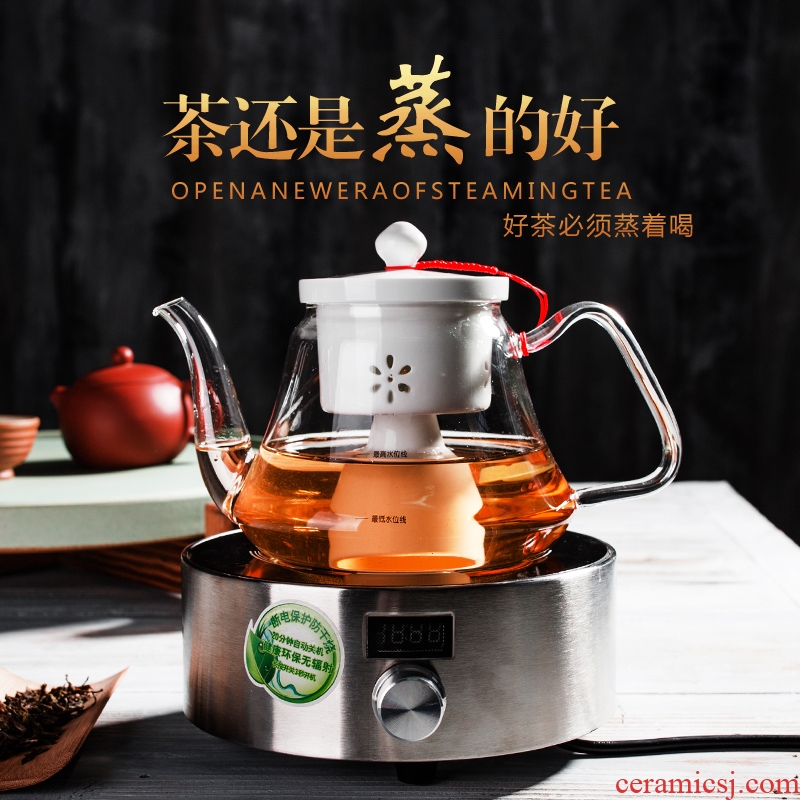 Boiling tea ware glass teapot NiuRen kung fu tea steamer pu white tea teapot electric TaoLu boiled tea stove suits for