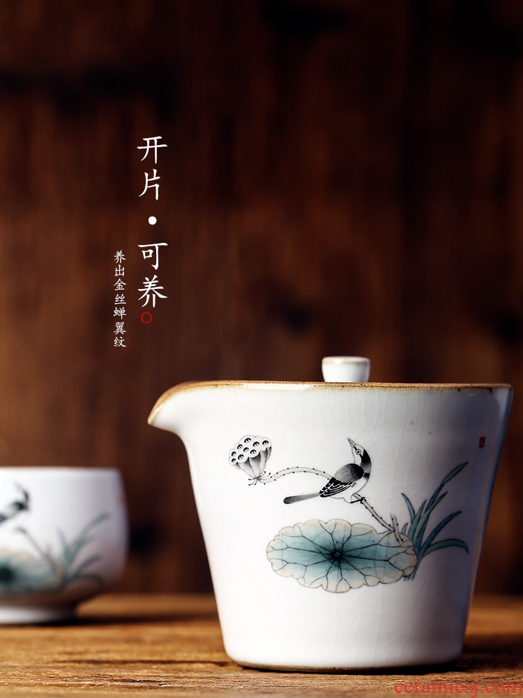 Jingdezhen pure manual kung fu one hand grasp the teapot lid bowl of your up the hot hand made lotus birds make tea, tea sets