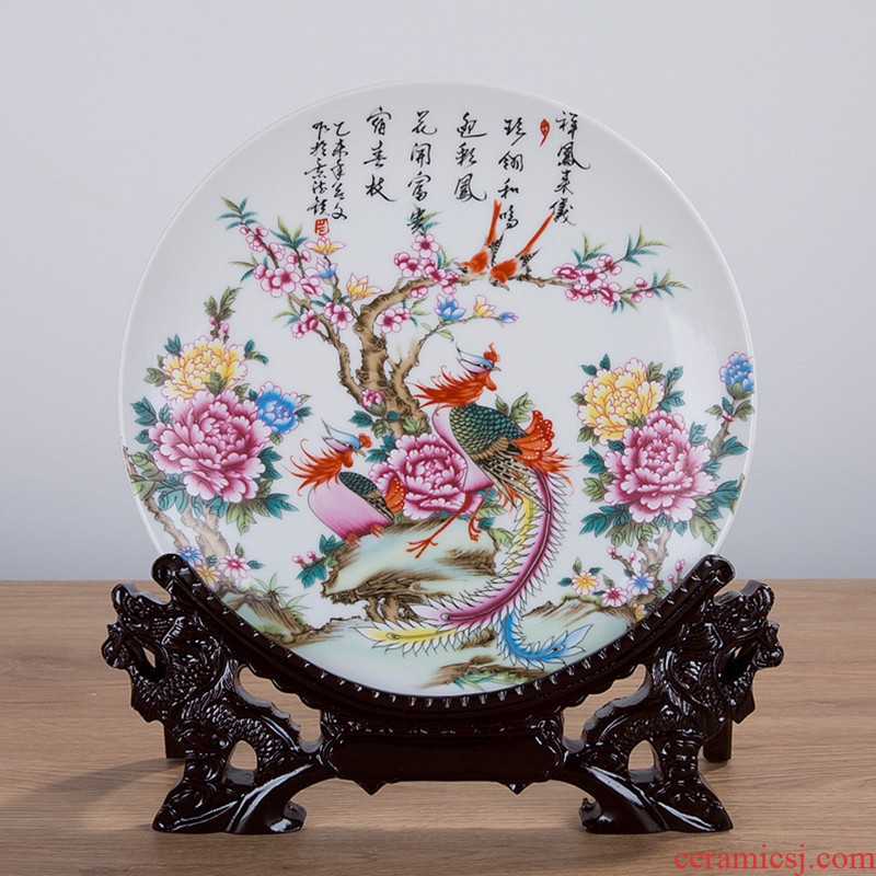 Jingdezhen ceramics decorated hang dish plate 21 cm plate of household adornment handicraft furnishing articles