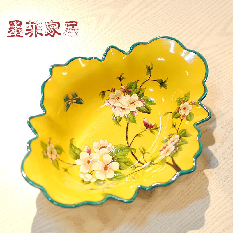 New Chinese style compote European ceramic fruit bowl sitting room tea table decorations household American retro decoration tray