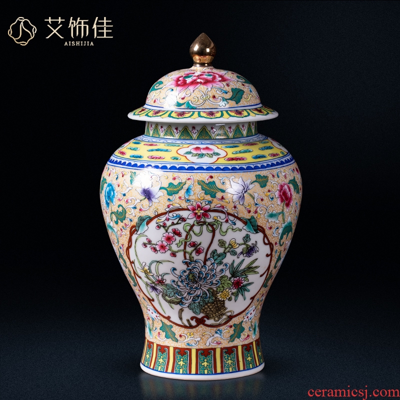 Archaize of jingdezhen ceramics colored enamel vase flower arrangement of Chinese style classical sitting room adornment home furnishing articles TV ark