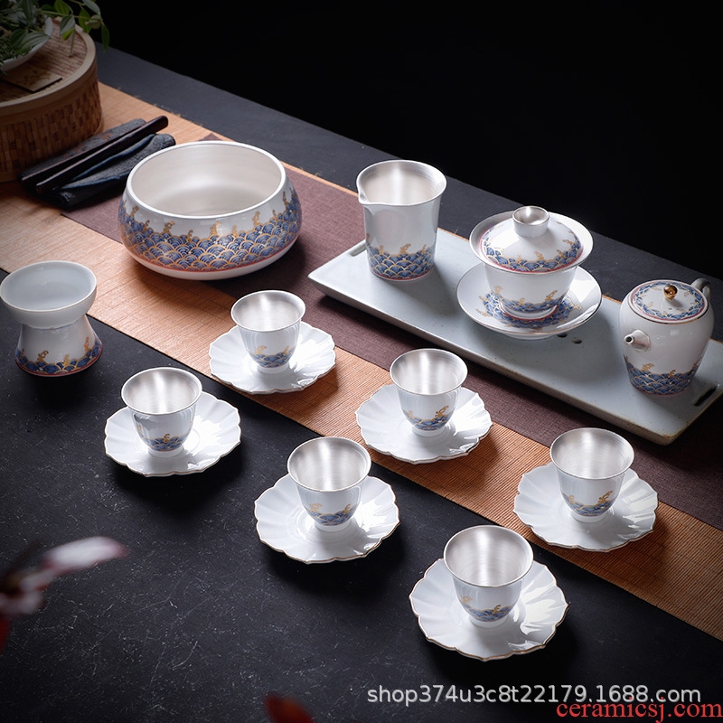 TaoMingTang coppering. As YinJian light tea kung fu tea sets of household ceramic tea cup set