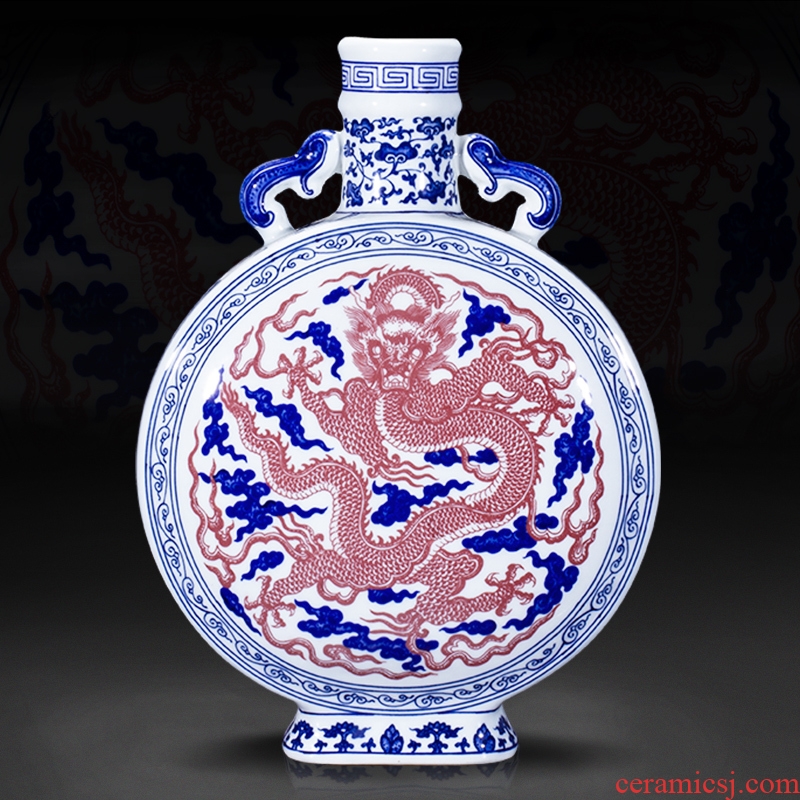Jingdezhen ceramics imitation the qing qianlong youligong red lines on the vase sitting room home decoration collection furnishing articles