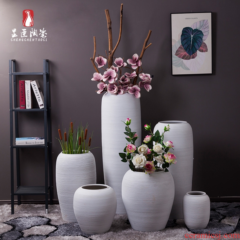Jingdezhen ceramic vase furnishing articles be born white home sitting room office hotel furnishing articles dried flower porcelain art