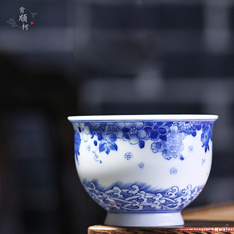 Jingdezhen your up hand - made ceramic masters cup single blue and white porcelain cup tea cup kunfu tea sample tea cup, cup