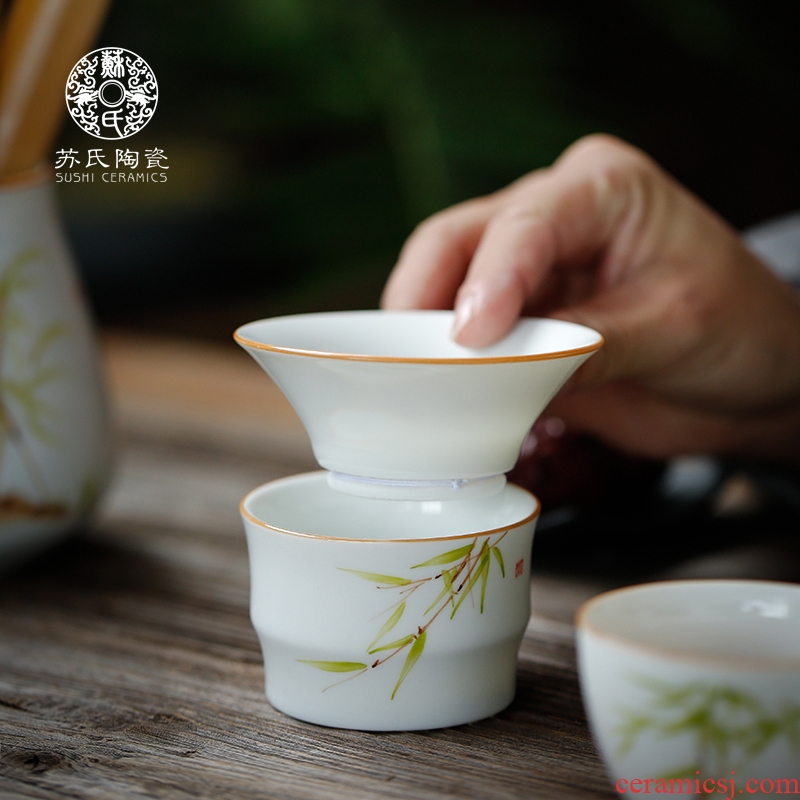 Su hand - made ceramic) frame filter kung fu tea tea tea accessories filter tea net