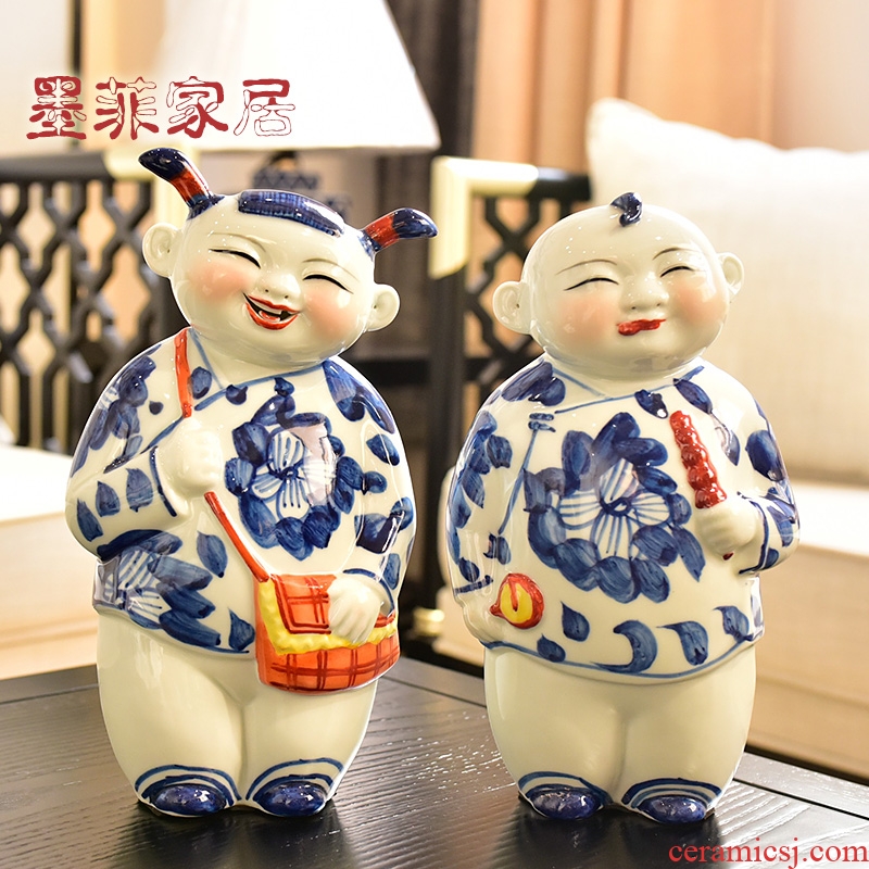 Jingdezhen blue and white porcelain its of new Chinese style household soft adornment version into creative furnishing articles gift decoration