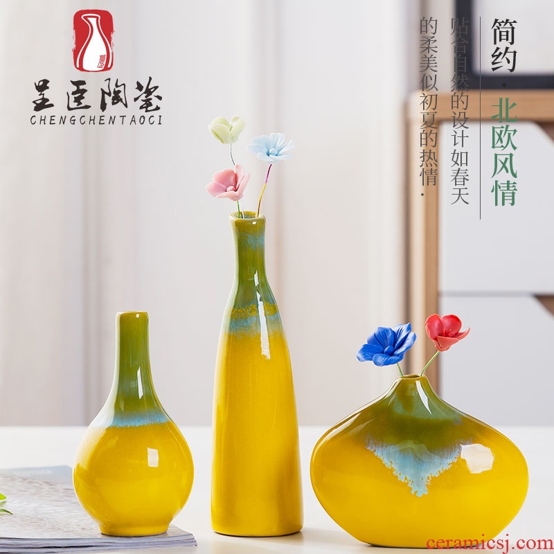 Jingdezhen ceramics sitting room small and pure and fresh flower vase contracted Nordic table bedroom adornment is placed by hand