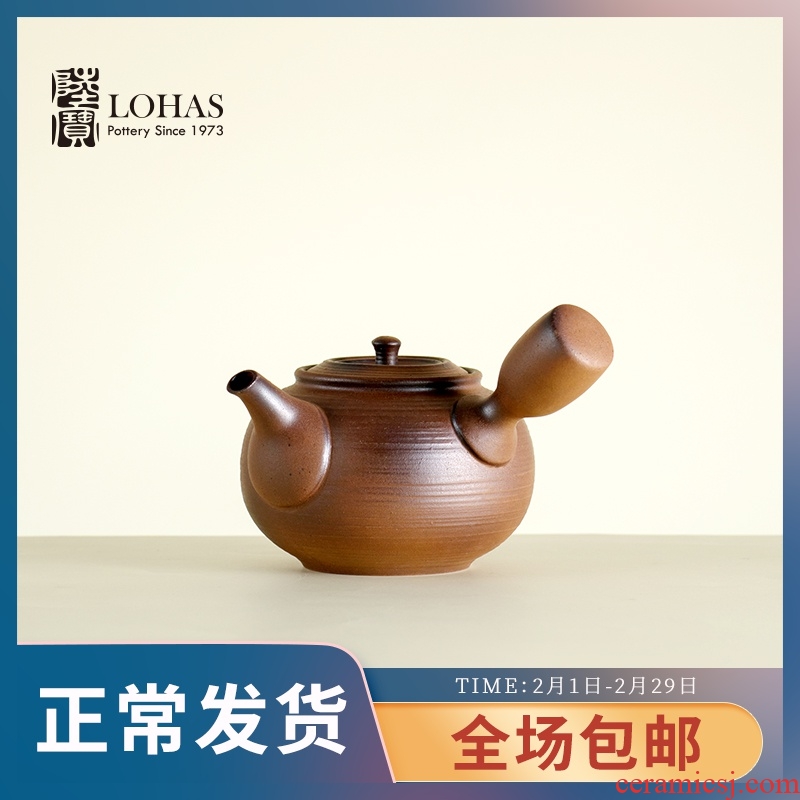 Taiwan lupao ceramic tea set side pot of sand Diao earthen POTS alcohol charcoal stove'm boiled tea jade book heat cold furnace