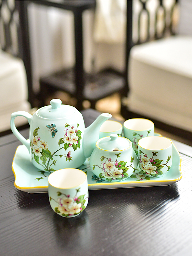 American ceramic tea sets up the set of new Chinese style afternoon tea kungfu tea cool sitting room tea table furnishing articles kettle