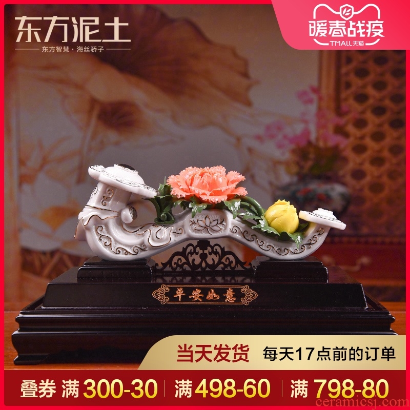 Oriental clay ceramic flower is placed high - grade art home sitting room of TV ark, wine porch decoration