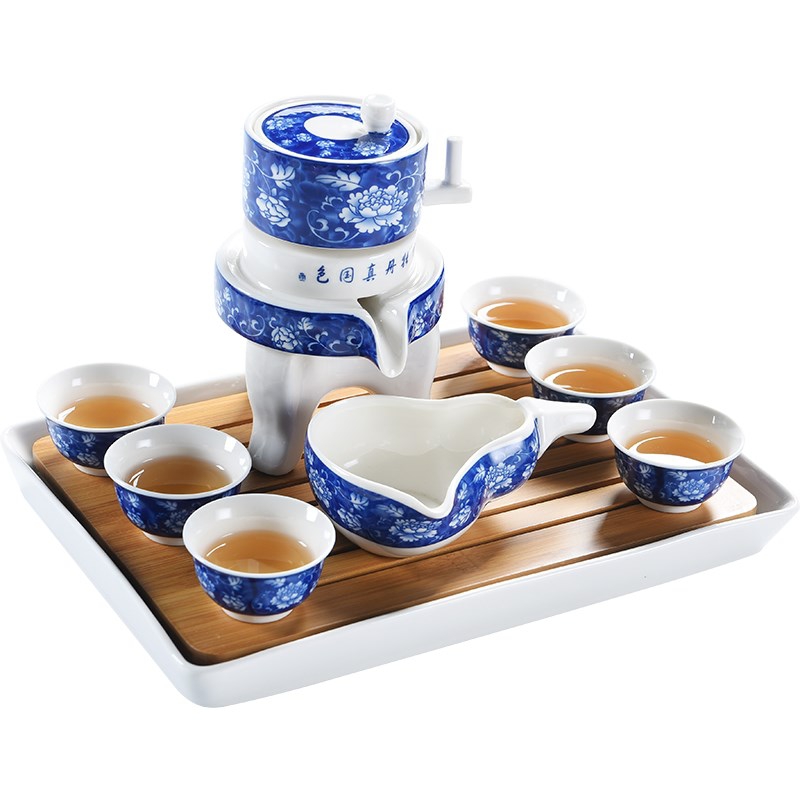 Semi automatic ceramic tea implement modern household utensils suit stone mill lazy teapot kung fu tea cups