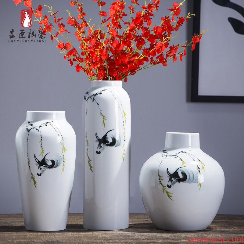Jingdezhen ceramic vases, I and contracted white tea table desktop furnishing articles ornaments flower arranging wide expressions using porcelain vase
