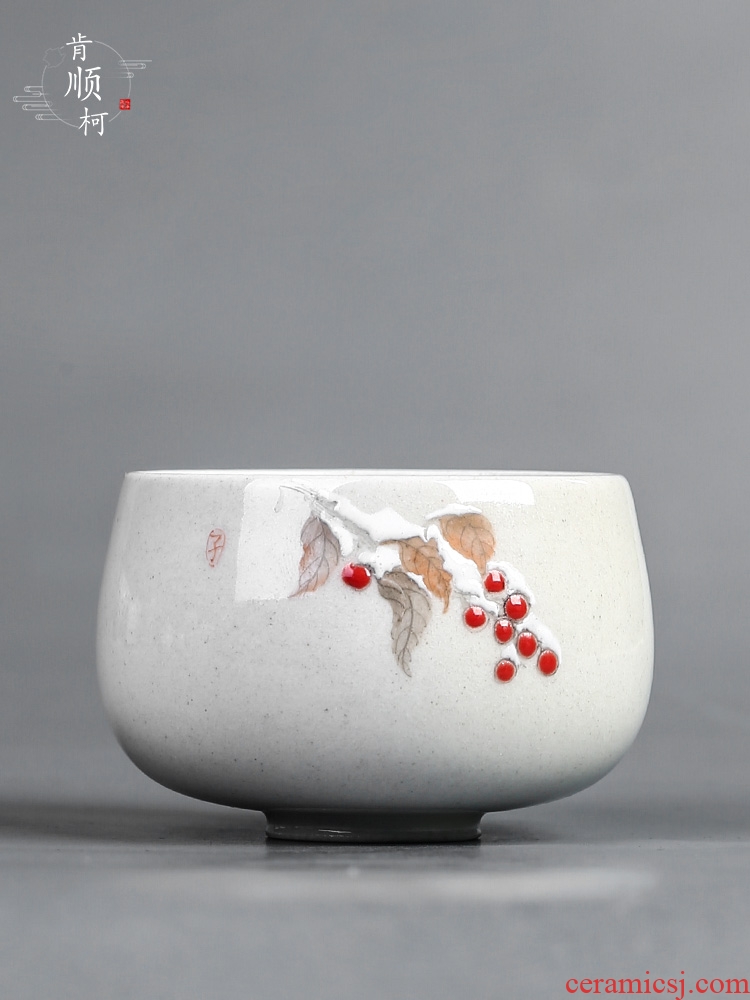 Plant ash glaze hand - made kung fu tea cup, master cup single CPU jingdezhen checking sample tea cup ceramic tea set