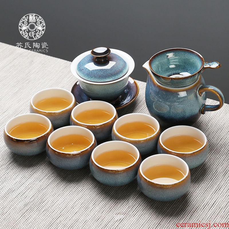 Su ceramic up of a complete set of tea service suit Japanese kung fu tea tea bowl fair keller household gift boxes
