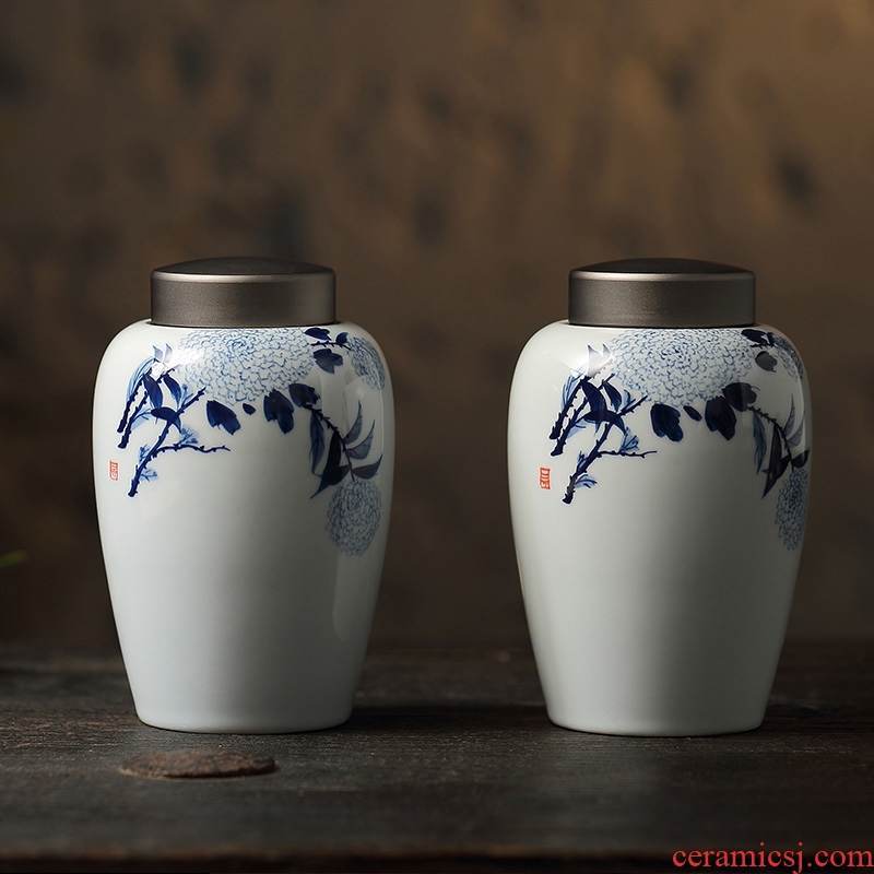 Jingdezhen hand - made ceramic tea altar portable storage POTS home with sealed as cans caddy fixings POTS