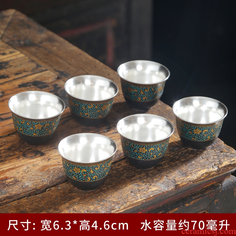 Tasted silver gilding single CPU kung fu household individuality creative ceramic masters cup tea cups individual sample tea cup cup accessories