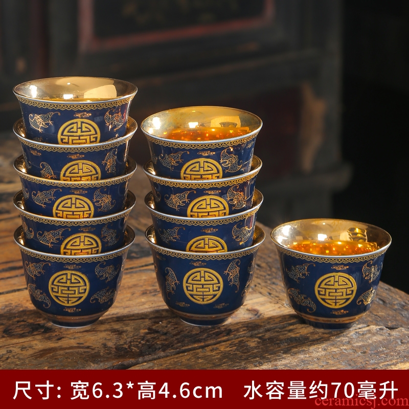 Large kung fu tea set household glass ceramic tea set contracted zen master cup tea cup single cup bowl