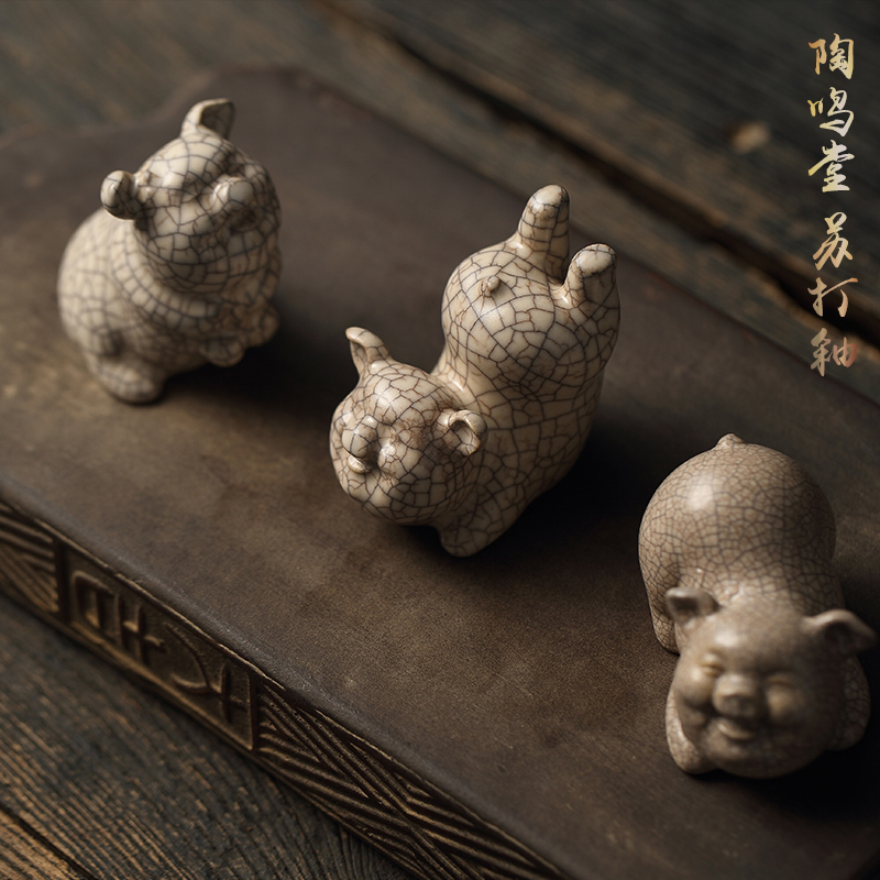 TaoMingTang tea ceramics slicing "can keep a box of tea pet furnishing articles three miniature pig decorated boutique tea play