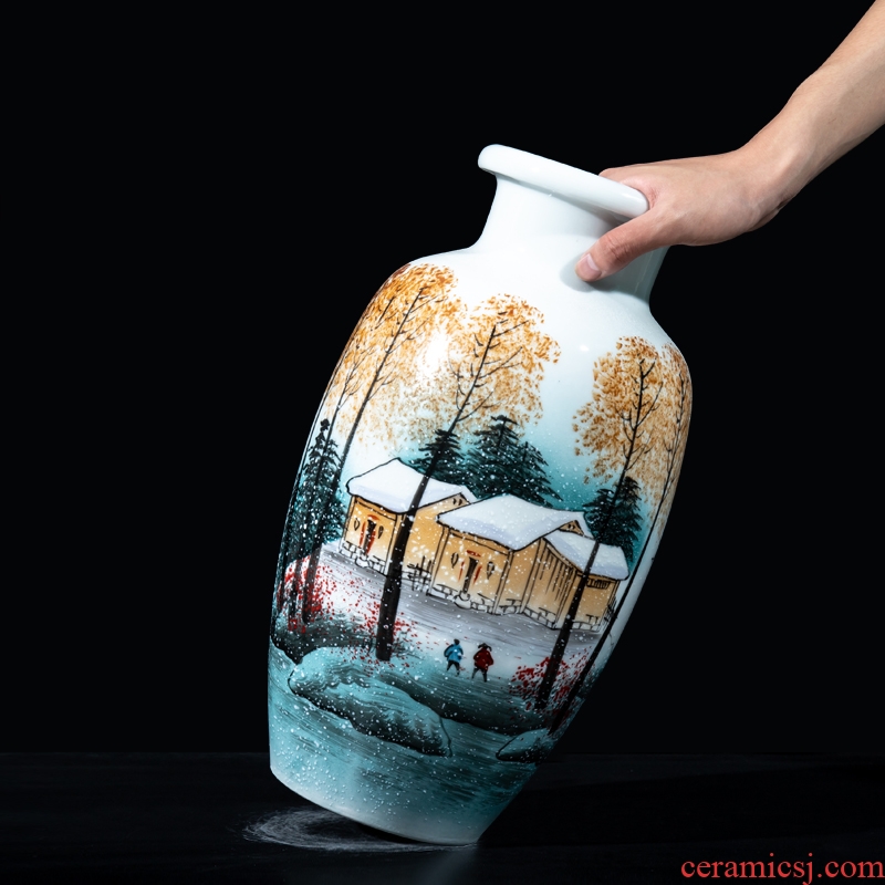 Jingdezhen ceramics hand - made vases furnishing articles sitting room flower arrangement of new Chinese style household television wine decorative arts and crafts