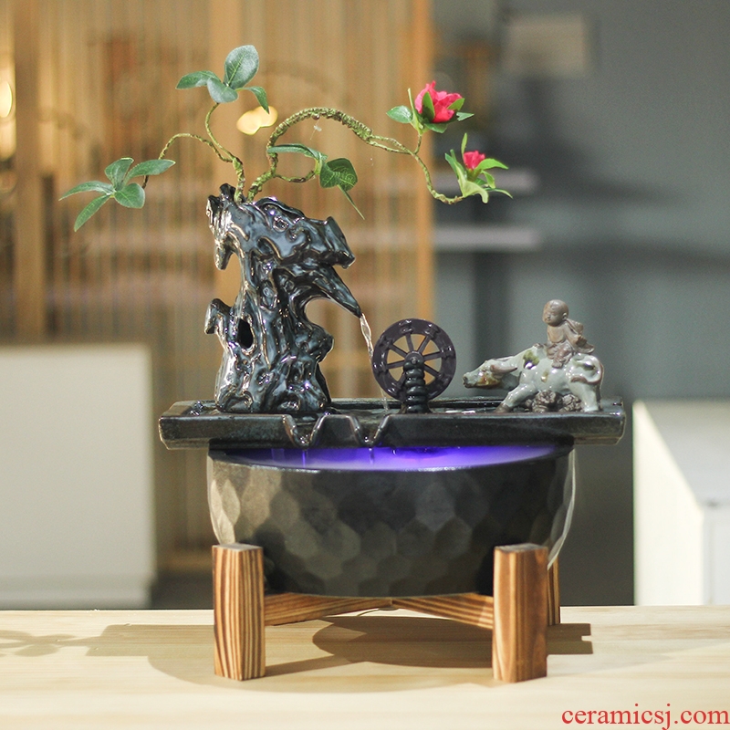 Ceramic water tank in plutus feng shui wheel tea pet furnishing articles home office desktop adornment opening gifts