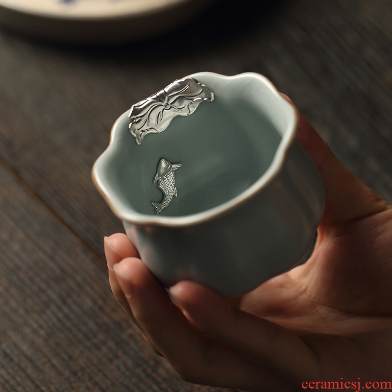 Taiwan FengZi silver your up sample tea cup kung fu tea set single cup home checking ceramic Gao Kui cup small tea cups