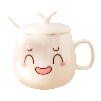 Household children ultimately responds boiled water parent - child glass ceramic cup with cover with a spoon, cups move girls milk tea shop