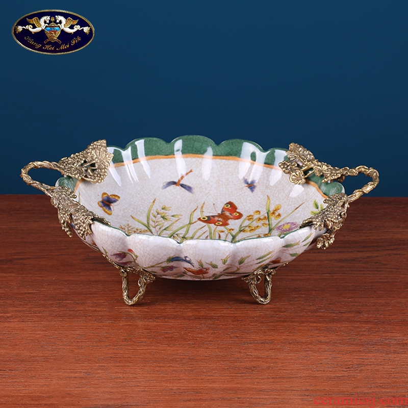 American light key-2 luxury sitting room tea table compote household Europe type restoring ancient ways household act the role ofing is tasted the receive plate handicraft ceramic furnishing articles