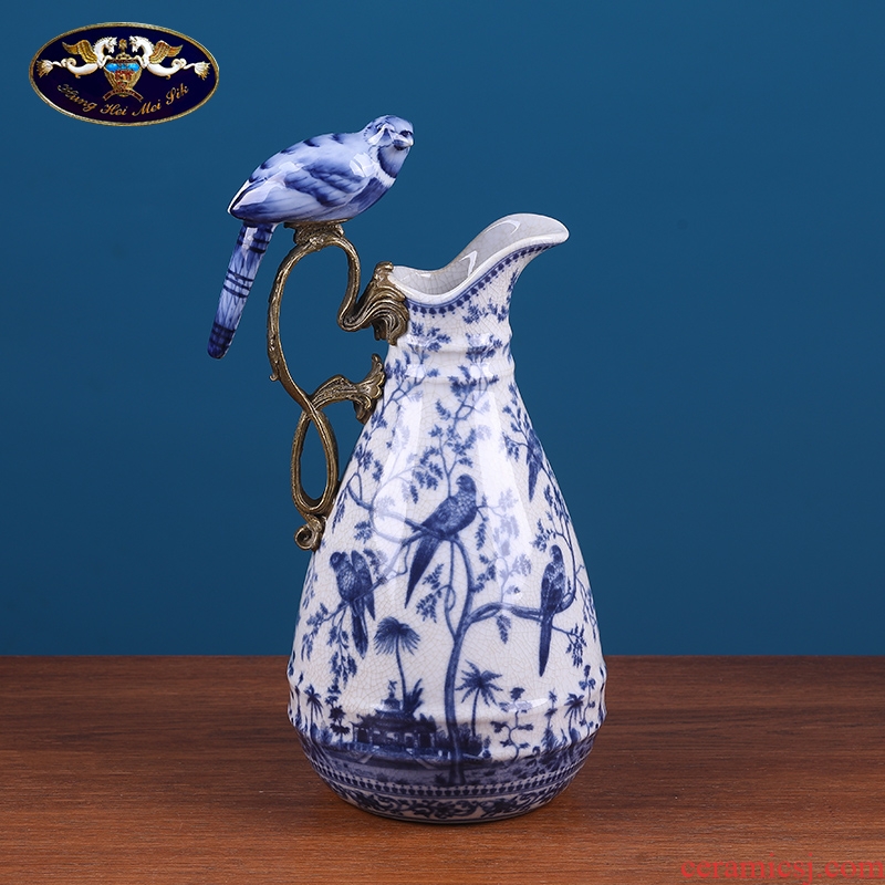 American blue parrot sitting room ark decoration ceramic vase soft outfit style restoring ancient ways receptacle porch act the role ofing is tasted furnishing articles
