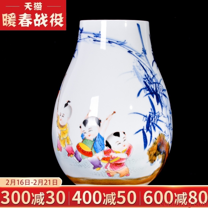 Jingdezhen ceramic hand - made lad dry flower arranging flowers is placed the new Chinese style living room TV cabinet decorative vase crafts