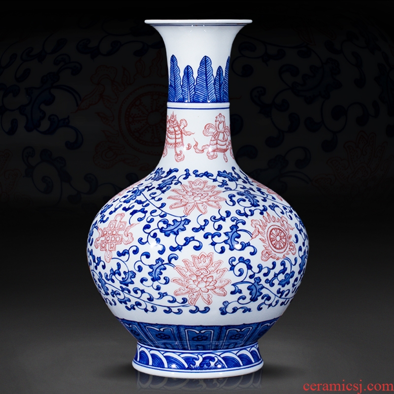 Jingdezhen ceramics furnishing articles antique blue and white porcelain vase bound branches sweet figure sitting room of Chinese style household crafts
