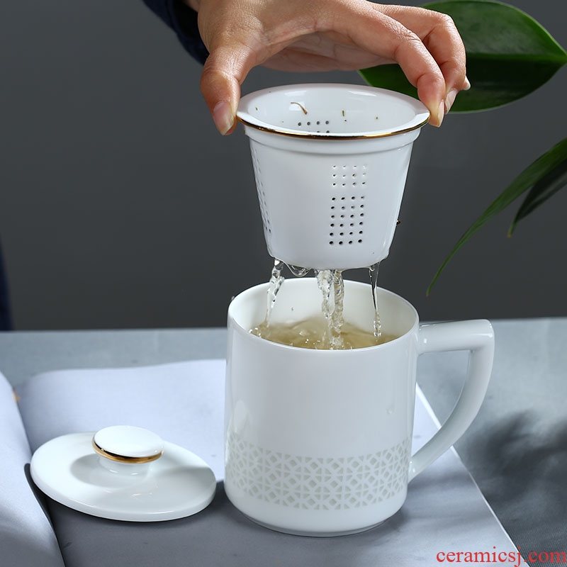 Separation of jingdezhen ceramic cup tea exquisite tea cup with cover filter tea home office cup gift box