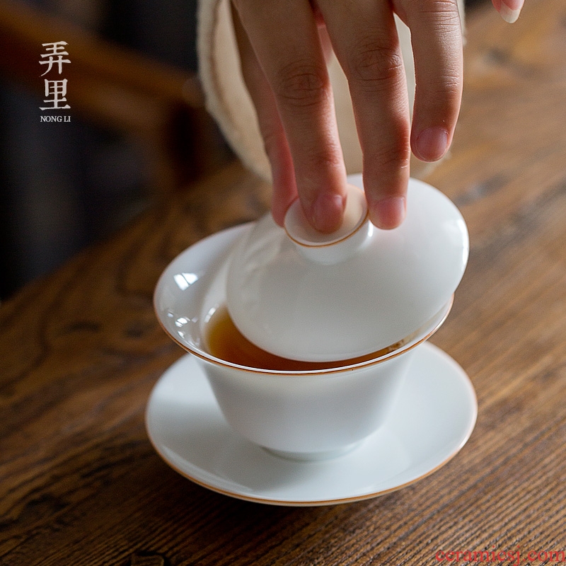Only three tureen jingdezhen manual sweet white porcelain ceramic cups tureen kung fu tea bowl thin foetus by hand