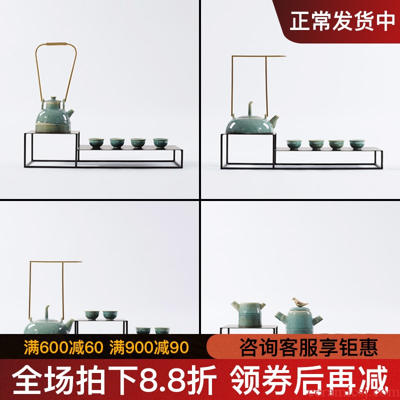 New Chinese style ceramic tea set tea zen teapot tea tray example room sitting room soft adornment is placed