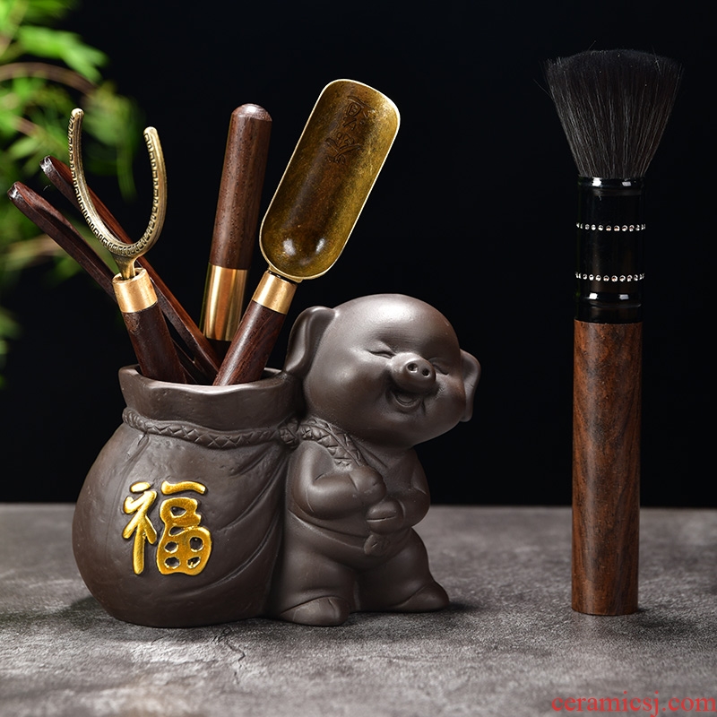Hao chun kung fu tea sets with parts of a complete set of ceramic tea 6 gentleman ebony wood wings MuZhu red wingceltis