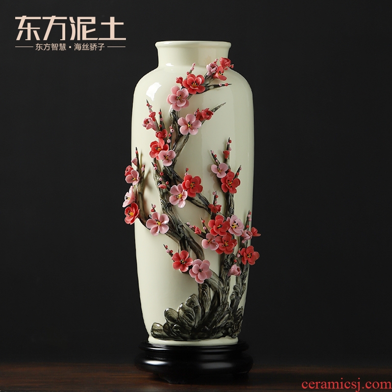 Oriental soil name plum flower ceramic vases, flower arrangement sitting room thing version into gift porcelain home decoration handicraft