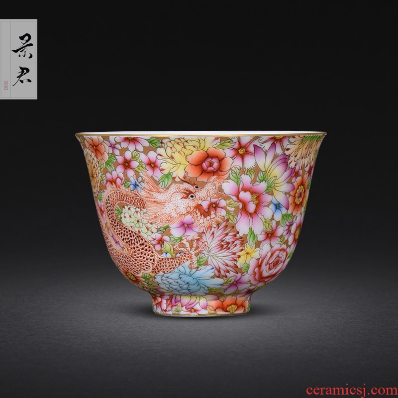 Jingdezhen hand - made colored enamel masters cup JingJun kung fu tea cups, small tea cup, single cup sample tea cup
