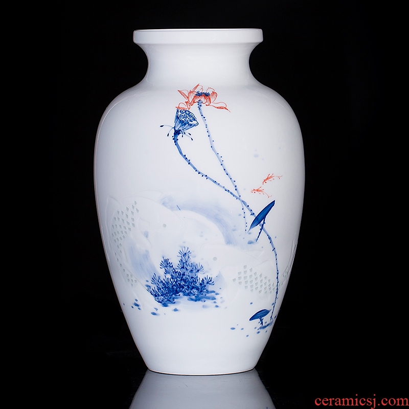 Jingdezhen ceramics hand - made vases furnishing articles sitting room knife clay flower arranging new Chinese style household TV ark, adornment